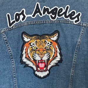 Boom Boom Jeans Women's Small Los Angeles Denim Jacket Tiger Embroidered/Patch